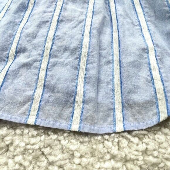Anthropologie Building 18 South Seas Blue Stripe Belted Button Top - Picture 7 of 10